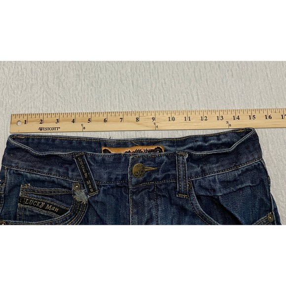 Vintage Lucky Man Collection Jeans 30×32 Button Fly‎ Whiskers Distressed Detail - Picture 8 of 11